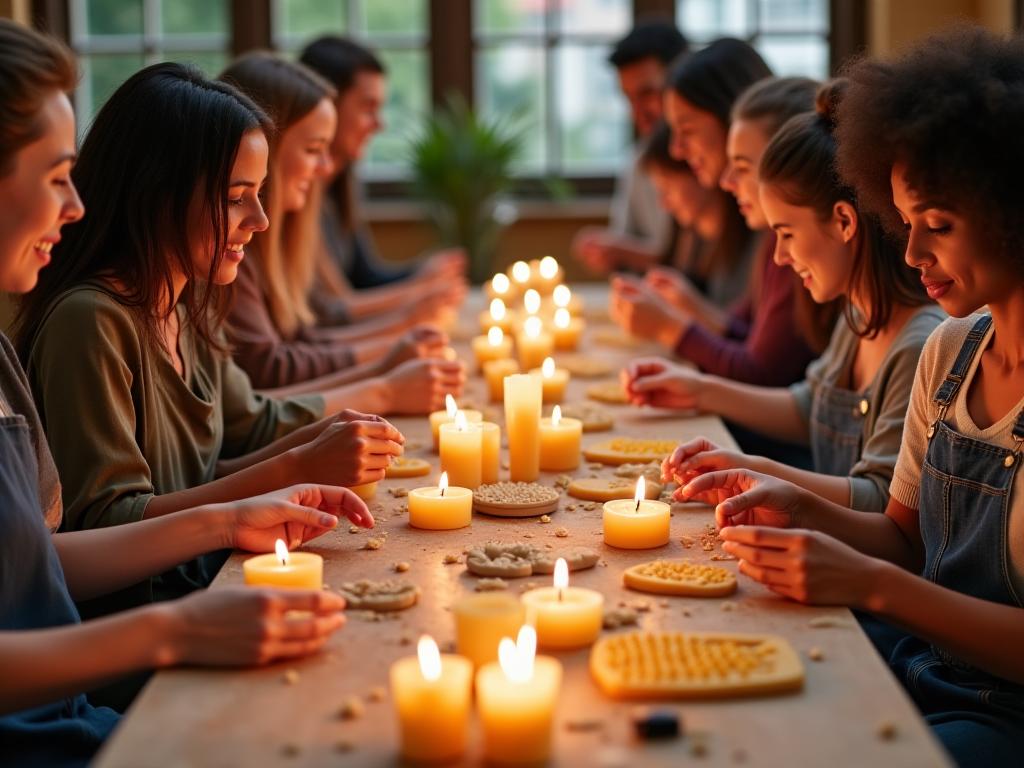 Taller de creación de velas en grupo